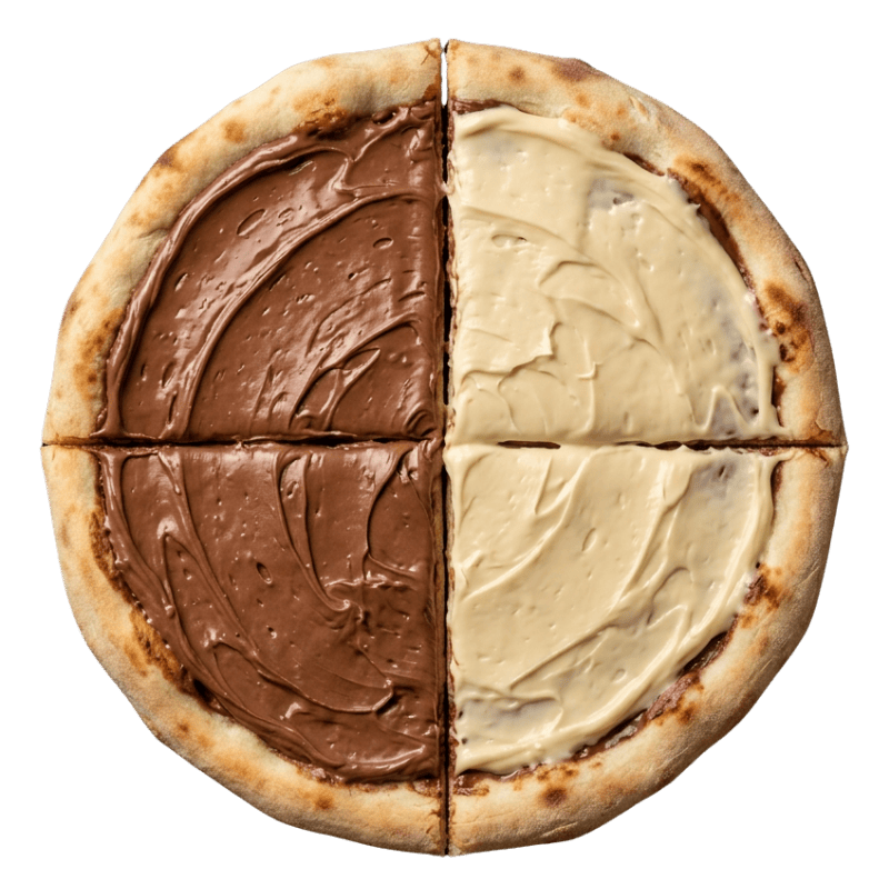 Pizzas Doces - Chocolate, Banana com Canela, Brigadeiro